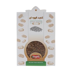 کنجد قهوه ای ۴۰ گرمی گالوک که در بسته بندی پاکتی بهداشتی قرار دارد.